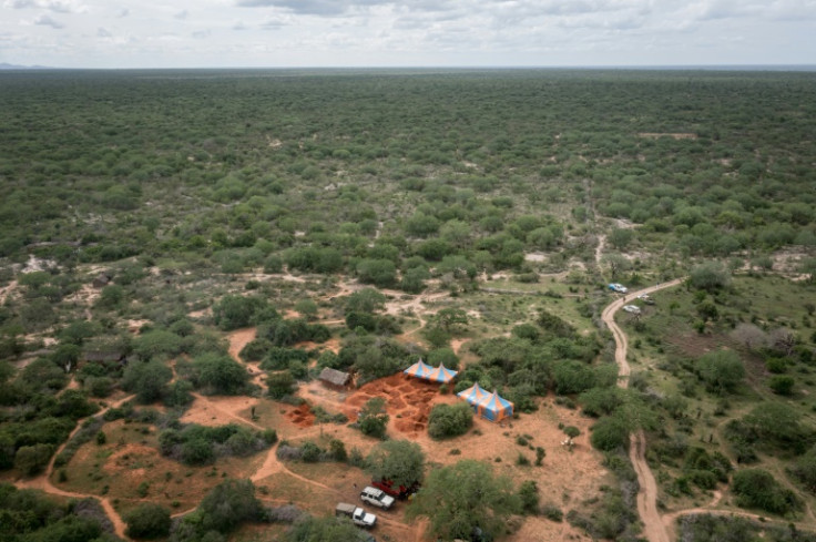 An aerial view of the mass-grave site at Shakahola