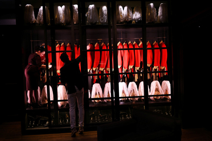 The ceremonial uniforms of Gieves & Hawkes are prepared on Savile Row, ahead of the Coronation in London