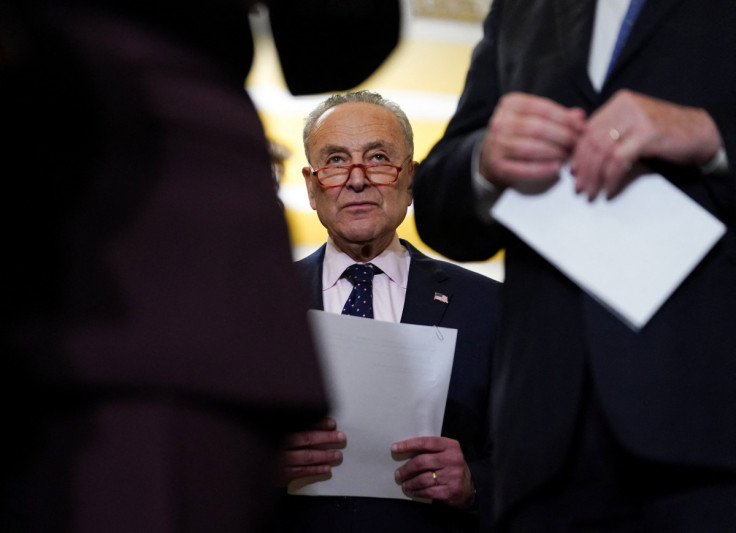 Schumer speaks to reporters at the U.S. Capitol in Washington