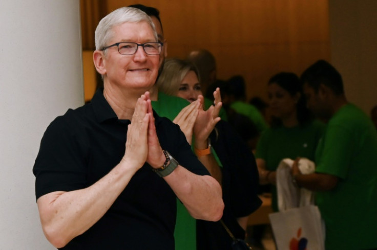 Apple CEO Tim Cook attends the opening of New Delhi's first Apple retail store on April 20, 2023