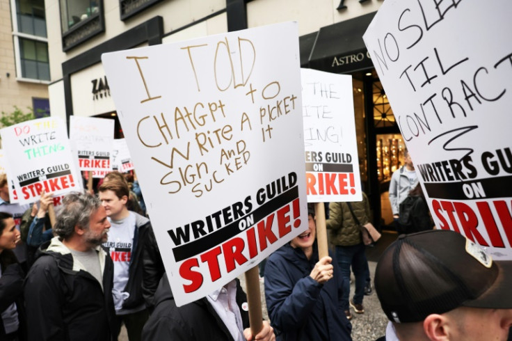 'I told ChatGPT to write a picket sign and it sucked,' said one writer's placard