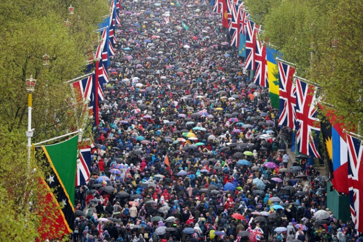 Crowds lined The Mall to see the couple on the Buckingham Palace balcony