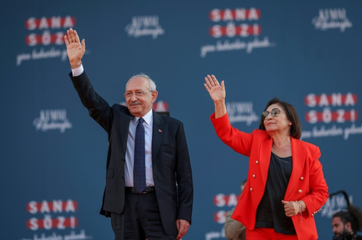 Kemal Kilicdaroglu, seen here with his wife Selvi Kilicdaroglu this week, is running nreck-and neck woith Erdogan in the opinion polls