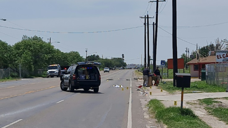 Police work at the scene after a driver crashed into several people in Brownsville, Texas, on May 7, 2023
