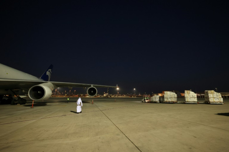 Aid for Sudan's stricken population is loaded onto an airplane in Dubai
