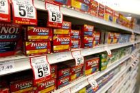 Boxes of Tylenol cold medication are seen in a pharmacy in Toronto, Canada