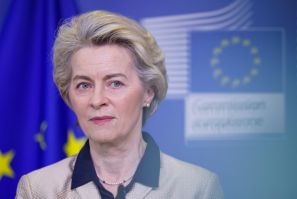 European Commission President Ursula von der Leyen attends a news conference in Brussels