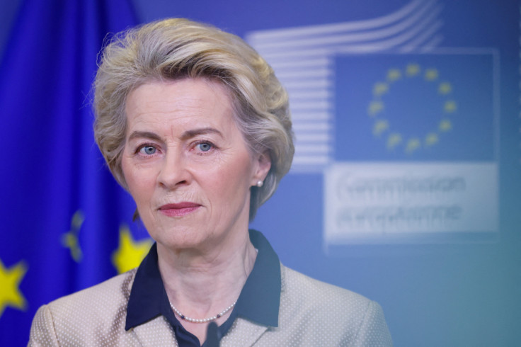 European Commission President Ursula von der Leyen attends a news conference in Brussels