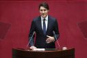Canada’s Prime Minister Justin Trudeau delivers his speech at the National Assembly in Seoul