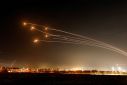 Israel's Iron Dome anti-missile system intercepts rockets launched from the Gaza Strip, as seen from Sderot