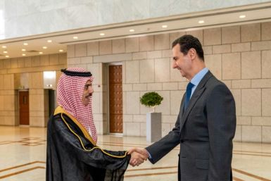 Syria's President Bashar al-Assad (R) received Saudi Arabia's Foreign Minister Prince Faisal bin Farhan in Damascus