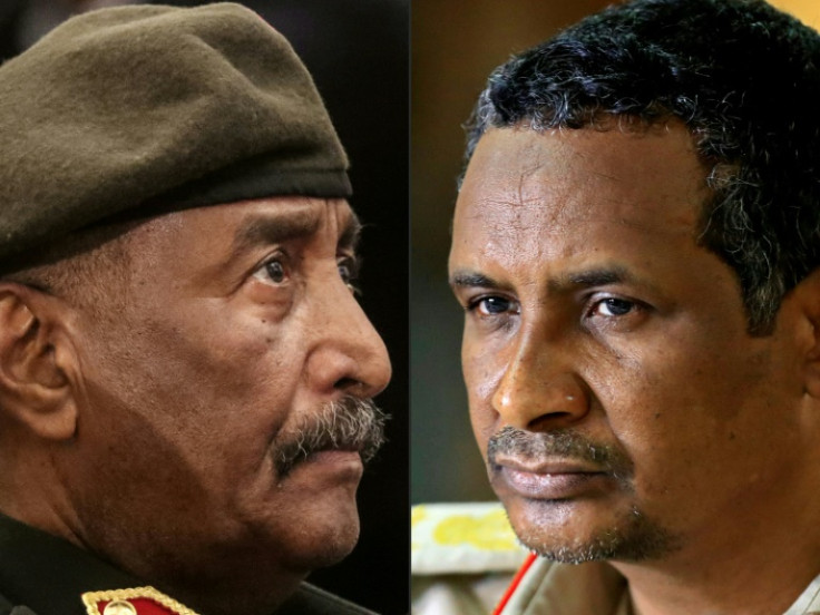 Sudan's warring generals -- regular army chief Burhan (L) and paramilitary commander Daglo -- have made no breakthrough on a truce in Jeddah talks