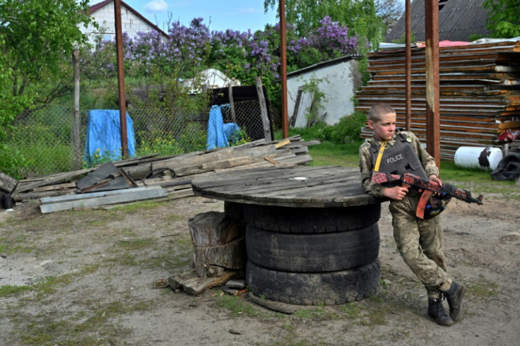 The war has filtered in the play and worldview of Ukrainian children like 13-year-old Andriy Shyrokyh