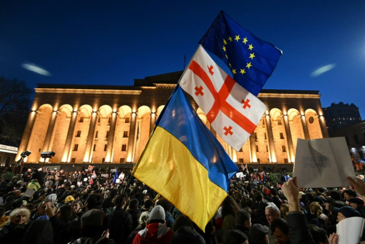 Opposition supporters stage regular pro-Western demonstrations in Tbilisi
