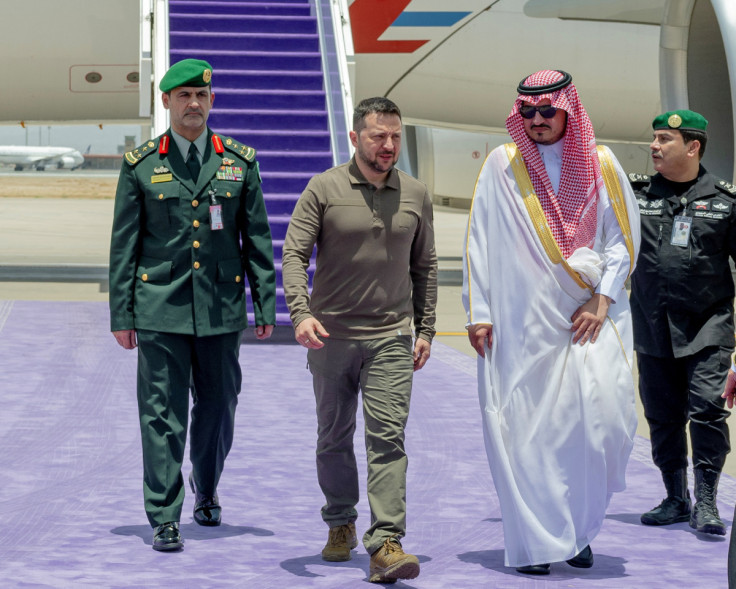 Ukrainian President Volodymyr Zelenskiy arrives to attend the Arab League Summit in Jeddah