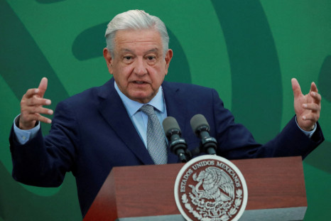 Mexico's President Obrador speaks during a news conference in Mexico City
