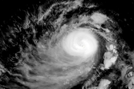 This satellite image shows Typhoon Mawar, over Guam on May 24, 2023, at 11:40 UTC -- Mawar roared over the US territory of Guam, bringing destructive winds to the Pacific military outpost