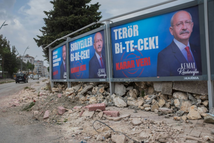 The opposition has plastered the quake zone with posters pledging to fight terror and expel Syrian migrants