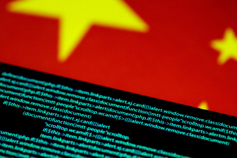 Illustration photo of computer code on a screen above a Chinese flag