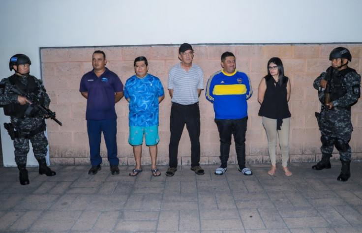 Those arrested (L to R): Cuscatlan Stadium official Samuel Garcia Montano; Alianza FC President Pedro Hernandez; stadium general manager Reynaldo Avelar Contreras, Alianza security chief Edwin Abarca Ventura; and Alianza financial manager Zoila Cordova