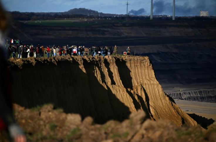 Activists protest at the Garzweiler lignite open cast mine in Germany, January 2023
