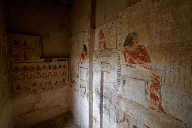 The tomb walls are decorated with depictions of 'daily life, agriculture and hunting scenes', said Mohamed Youssef, director of the Saqqara site
