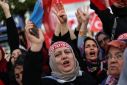 Supporters of Turkish President Tayyip Erdogan attend a rally in Istanbul
