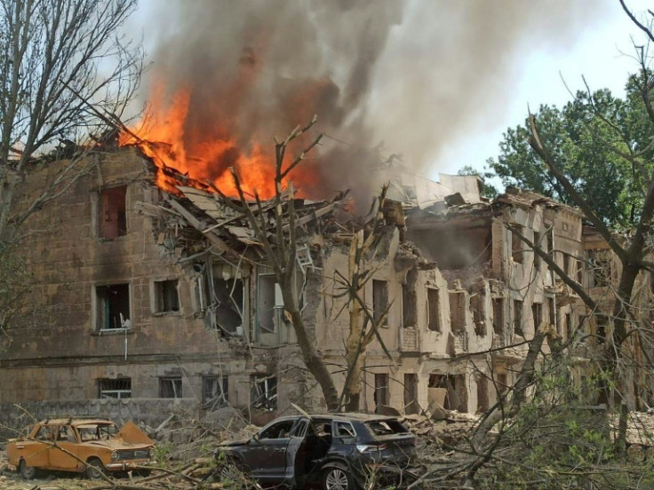 A fire at a medical facility in the Ukrainian city of Dnipro after a Russian strike