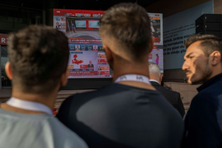 CHP supporters in Ankara had gathered outside their party's headquarters to watch the results trickle in on a big screen