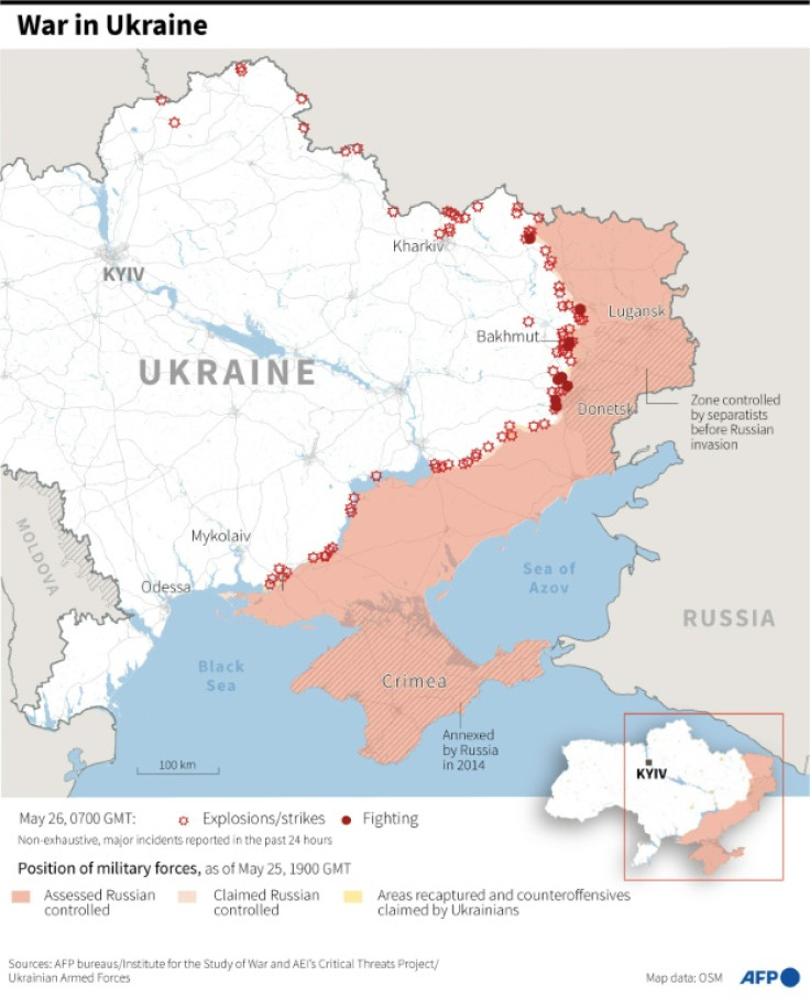 Map showing the situation in Ukraine, as of May 26 at 0700 GMT
