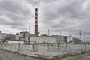 A general view of the Russian-controlled Zaporizhzhia nuclear power plant -- taken during a media trip organized by the Russian army -- is seen in southern Ukraine on March 29, 2023