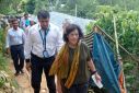 UN Special Envoy for Myanmar, Noeleen Heyzer (C), seen here visiting a Rohingya refugee camp on August 23, 2022, is stepping down in mid-June 2023, according to the United Nations