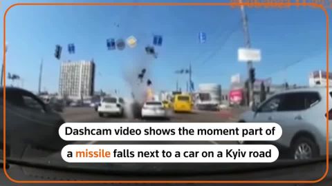 Dashcam video captures missile falling near Kyiv car