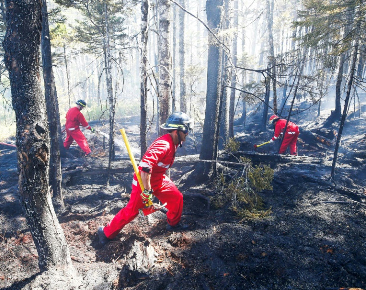 Firefighters with Halifax Regional Fire and Emergency work to put out fires in the Tantallon area of Nova Scotia