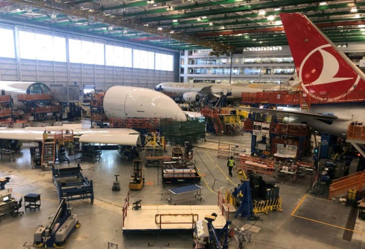 Boeing 787 Dreamliners are built at the aviation company's North Charleston, South Carolina, assembly plant on May 30, 2023