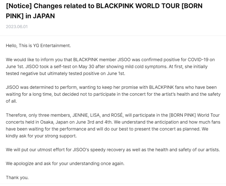 Changes to Blackpink Born Pink World Tour
