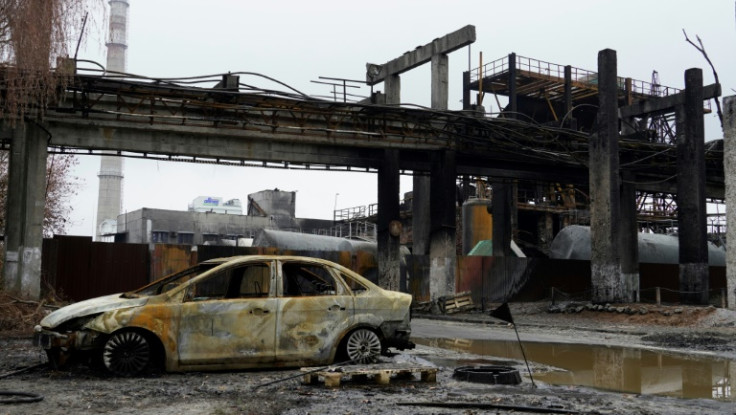 The ruins of a shelled chemical plant in the town of Shebekino