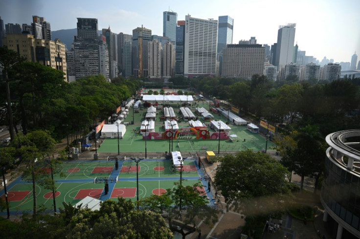 This year, Victoria Park is the site of a "hometown carnival fair" organised by pro-Beijing groups