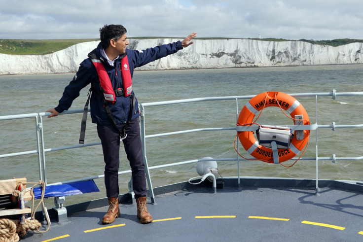 Britain's Prime Minister Rishi Sunak onboard Border Agency cutter HMC Seeker during a visit to Dover