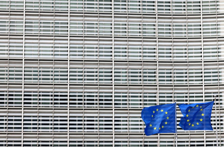 European flags fly outside the European Commission headquarters in Brussels,