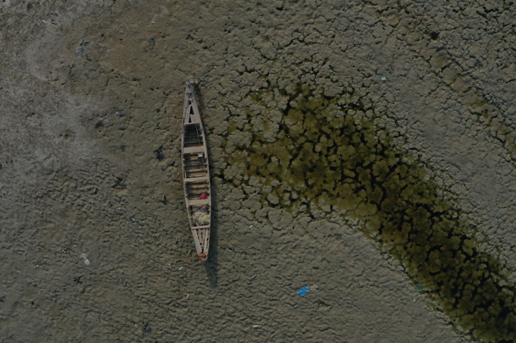 A general view shows a boat on dry ground in low water levels at the Basra Marshes in Basra province