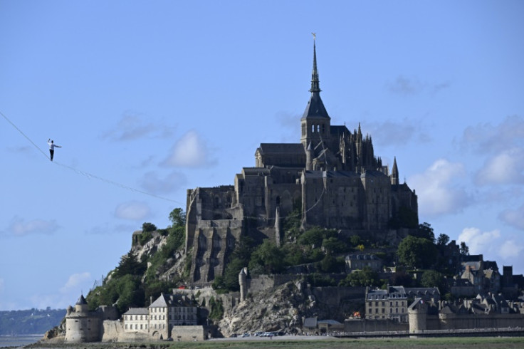 French tightrope walker Nathan Paulin in 2022 claimed a new world record for his trip from the bay to the abbey on a suspended wire