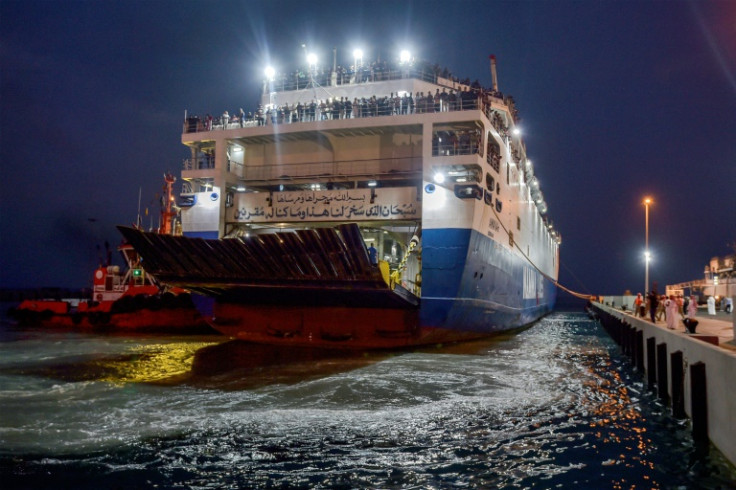 The Saudi-flagged ferry Amanah carrying civilians evacuated from Sudan arrives in Jeddah