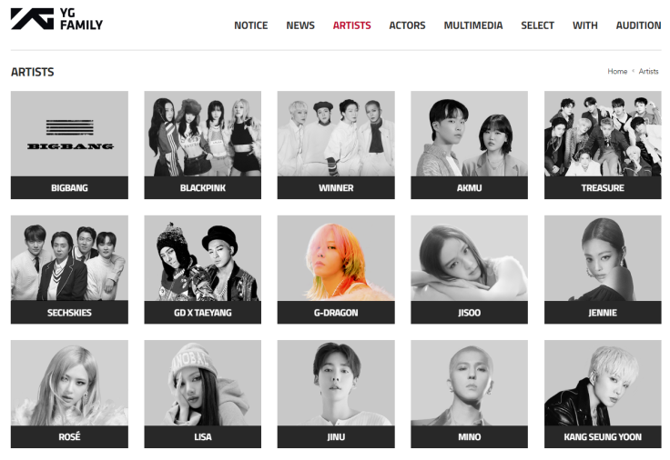 YG Family Artists Page