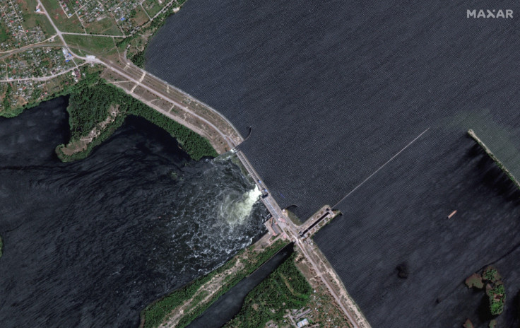 A satellite image shows Nova Kakhovka Dam in Kherson region