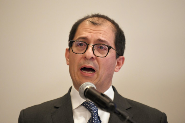 Colombian Attorney General Francisco Barbosa delivers a speech during an event with local authorities in Bogota on June 5, 2023