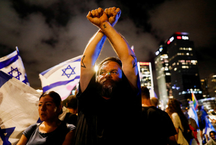 Protests against Israeli government's judicial overhaul in Tel Aviv