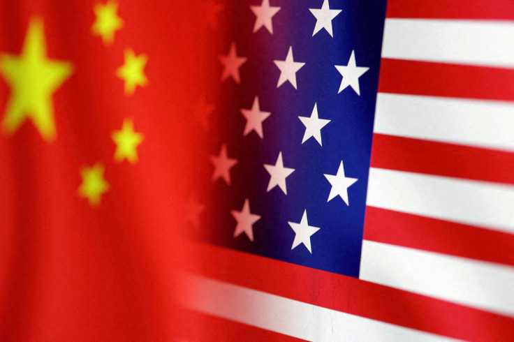 Illustration shows U.S. and Chinese flags