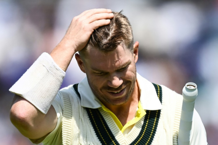 Australia's David Warner reacts after being dismissed for 43