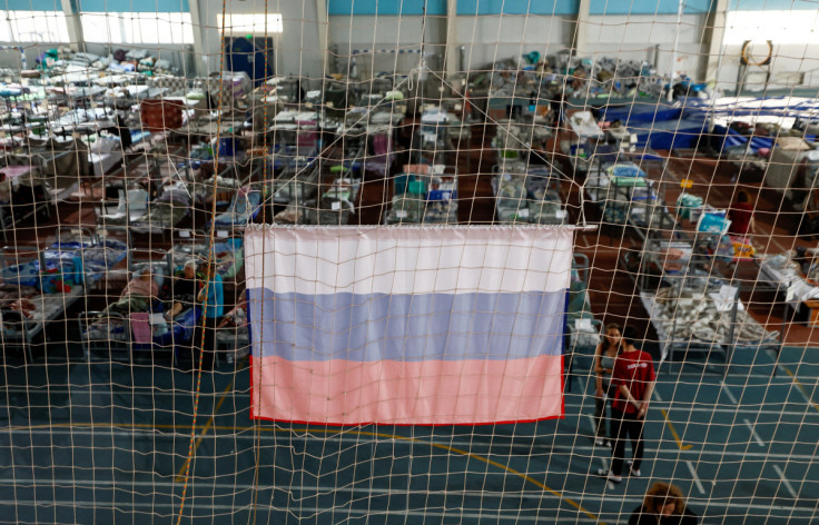 Evacuees from Russia's Belgorod region bordering Ukraine stay at temporary accommodation